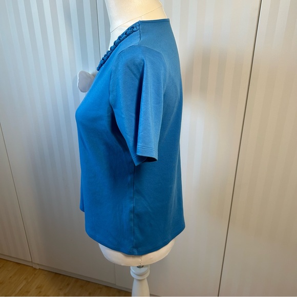 Alia petite blue silver looped collar detail short sleeve tee Size S - Picture 3 of 7